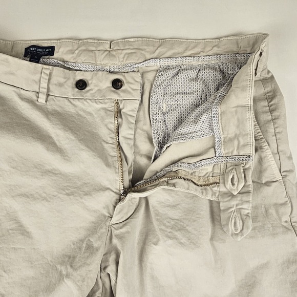 Peter Millar Crown Crafted Golf Shorts Stone Garment Dyed Size 36 STAINED - Picture 5 of 15